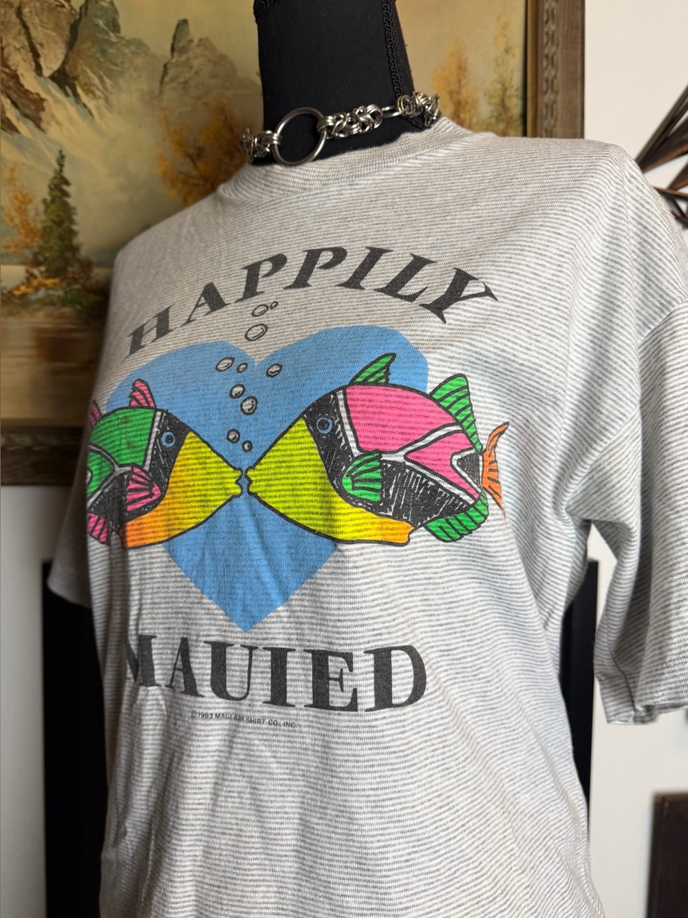 Vintage 90s Happily Mauied Souvenir Cropped Tshirt - Picture 5 of 10